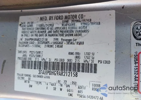 2010 Ford Fusion Se from USA, damaged, VIN 3FAHP0HG9AR212158